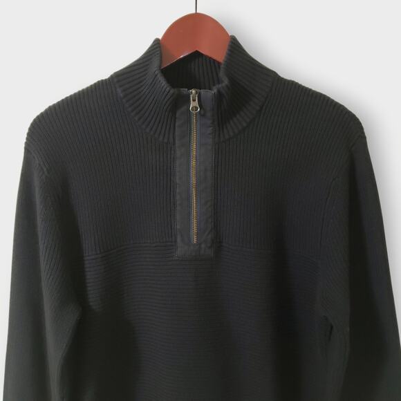 Toad&co Mens Emmett 1/4 Zip Pullover Sweater Black Organic Cotton Sz Small - Picture 2 of 12
